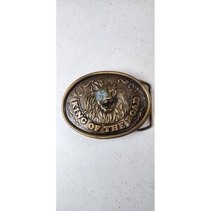 Vintage 76 Truckstop‎ King Of The Road Belt Buckle Brass Tone Lion Trucker